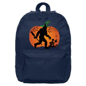 Bigfoot Sasquatch Halloween Lover Witch Giant Pumpkin Halloween Haunted House 16 in Basic Backpack