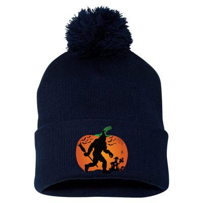 Bigfoot Sasquatch Halloween Lover Witch Giant Pumpkin Halloween Haunted House Pom Pom 12in Knit Beanie