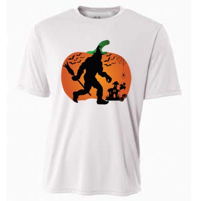 Bigfoot Sasquatch Halloween Lover Witch Giant Pumpkin Halloween Haunted House Cooling Performance Crew T-Shirt