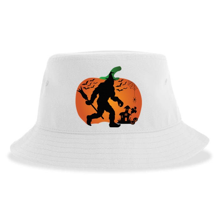 Bigfoot Sasquatch Halloween Lover Witch Giant Pumpkin Halloween Haunted House Sustainable Bucket Hat