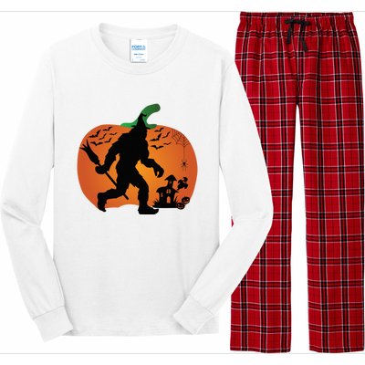 Bigfoot Sasquatch Halloween Lover Witch Giant Pumpkin Halloween Haunted House Long Sleeve Pajama Set