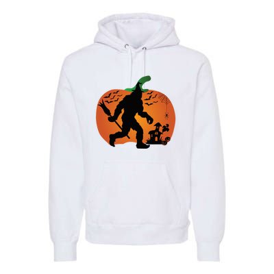 Bigfoot Sasquatch Halloween Lover Witch Giant Pumpkin Halloween Haunted House Premium Hoodie