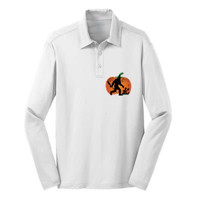 Bigfoot Sasquatch Halloween Lover Witch Giant Pumpkin Halloween Haunted House Silk Touch Performance Long Sleeve Polo