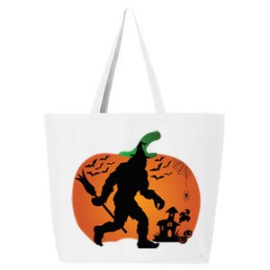 Bigfoot Sasquatch Halloween Lover Witch Giant Pumpkin Halloween Haunted House 25L Jumbo Tote