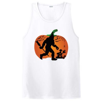 Bigfoot Sasquatch Halloween Lover Witch Giant Pumpkin Halloween Haunted House PosiCharge Competitor Tank