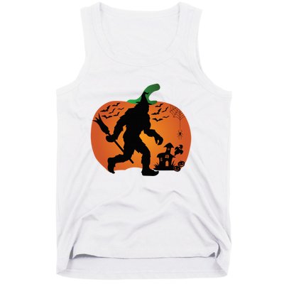 Bigfoot Sasquatch Halloween Lover Witch Giant Pumpkin Halloween Haunted House Tank Top