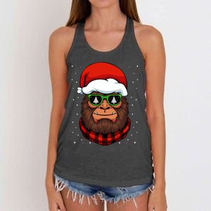 Bigfoot Santa Hat Christmas Pajama Cool Winter Xmas Tree Women's Knotted Racerback Tank