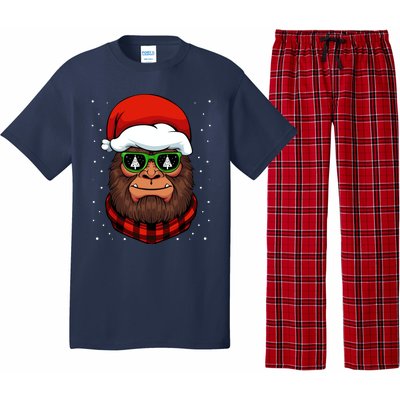 Bigfoot Santa Hat Christmas Pajama Cool Winter Xmas Tree Pajama Set