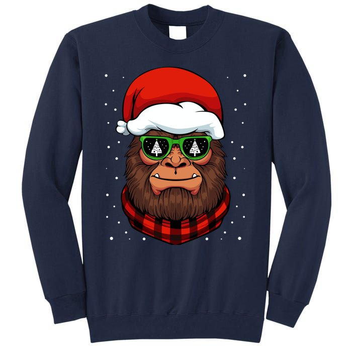 Bigfoot Santa Hat Christmas Pajama Cool Winter Xmas Tree Tall Sweatshirt