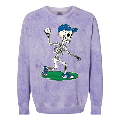 Baseball Skeleton Halloween Spooky Baseball Halloween Design Colorblast Crewneck Sweatshirt