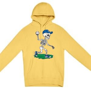 Baseball Skeleton Halloween Spooky Baseball Halloween Design Premium Pullover Hoodie