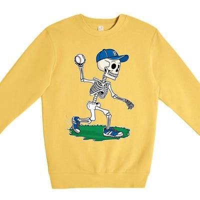 Baseball Skeleton Halloween Spooky Baseball Halloween Design Premium Crewneck Sweatshirt