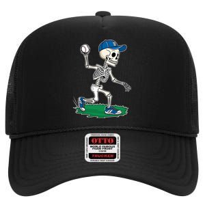 Baseball Skeleton Halloween Spooky Baseball Halloween Design High Crown Mesh Back Trucker Hat