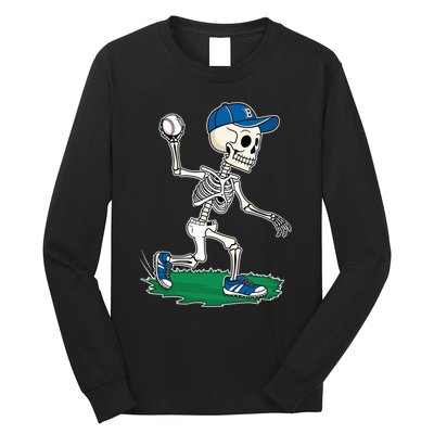 Baseball Skeleton Halloween Spooky Baseball Halloween Design Long Sleeve Shirt