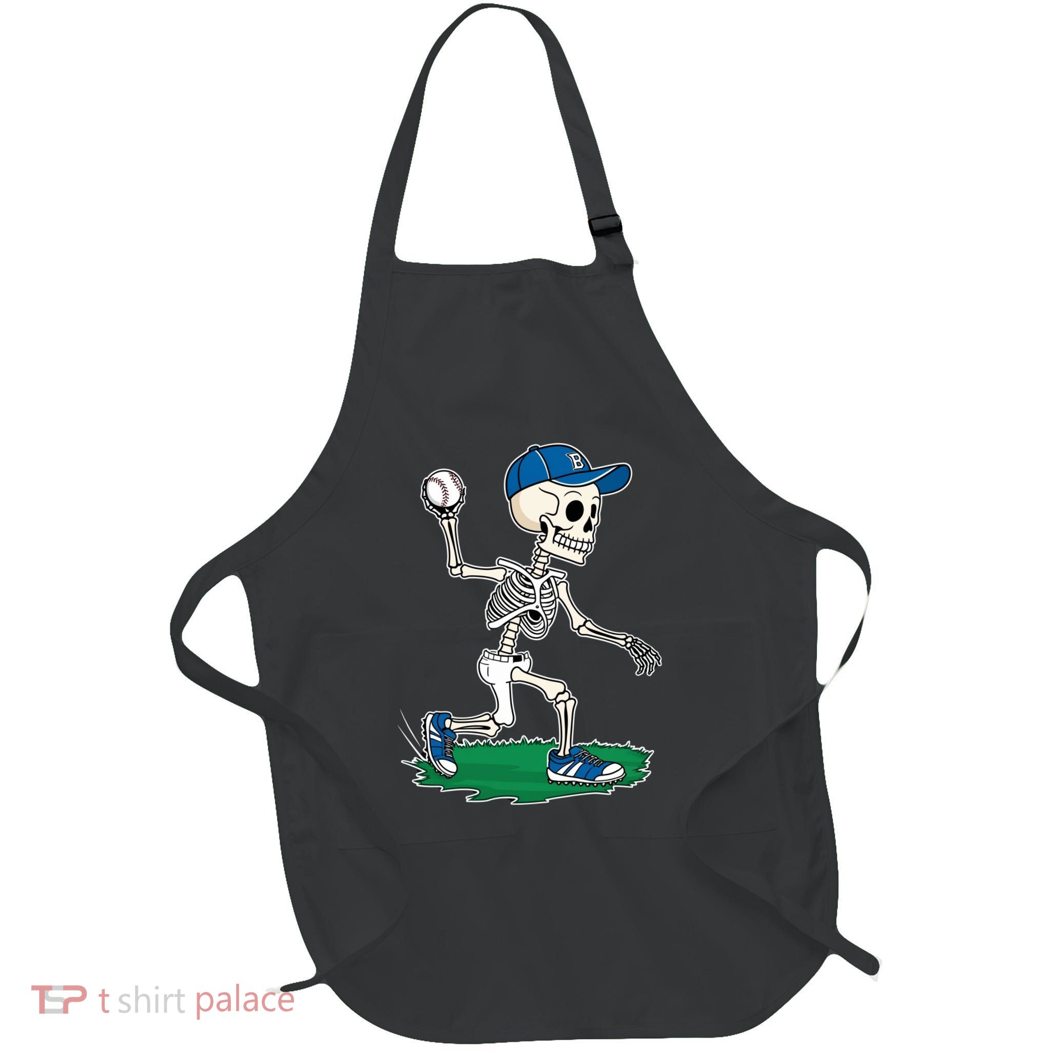 Baseball Skeleton Halloween Spooky Baseball Halloween Design Apron