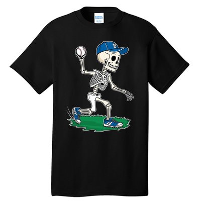 Baseball Skeleton Halloween Spooky Baseball Halloween Design Tall T-Shirt