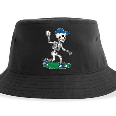 Baseball Skeleton Halloween Spooky Baseball Halloween Design Sustainable Bucket Hat