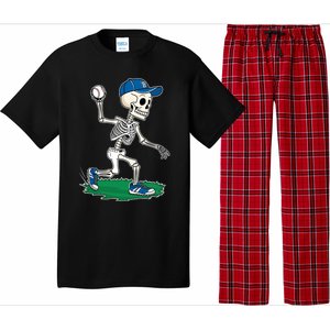 Baseball Skeleton Halloween Spooky Baseball Halloween Design Pajama Set