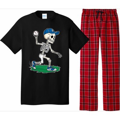 Baseball Skeleton Halloween Spooky Baseball Halloween Design Pajama Set