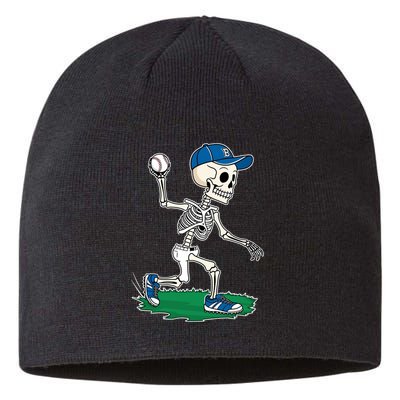 Baseball Skeleton Halloween Spooky Baseball Halloween Design Sustainable Beanie