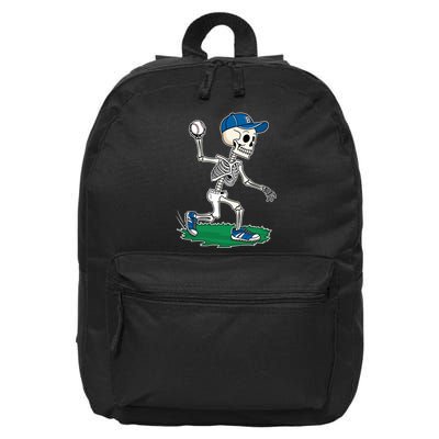 Baseball Skeleton Halloween Spooky Baseball Halloween Design 16 in Basic Backpack