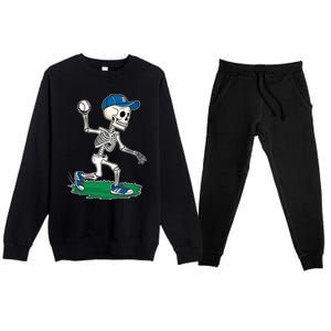 Baseball Skeleton Halloween Spooky Baseball Halloween Design Premium Crewneck Sweatsuit Set