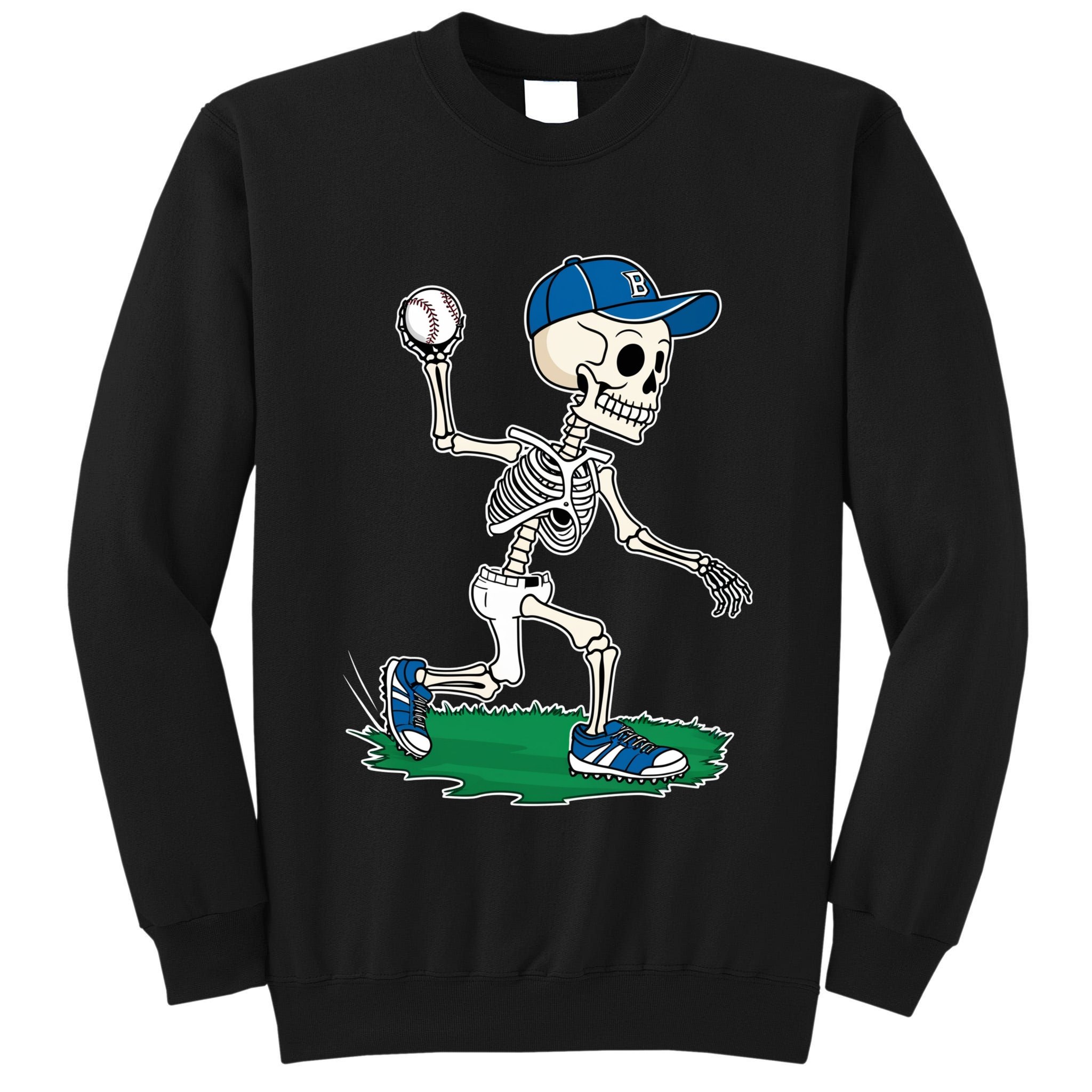 Baseball Skeleton Halloween Spooky Baseball Halloween Design Tall Sweatshirt