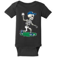 Baseball Skeleton Halloween Spooky Baseball Halloween Design Baby Bodysuit