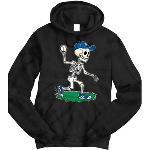 Baseball Skeleton Halloween Spooky Baseball Halloween Design Tie Dye Hoodie