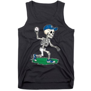 Baseball Skeleton Halloween Spooky Baseball Halloween Design Tank Top