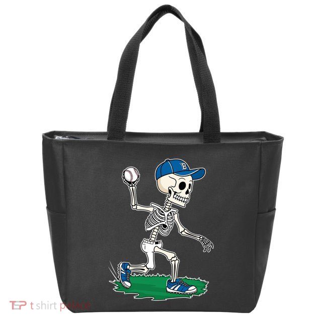 Baseball Skeleton Halloween Spooky Baseball Halloween Design Zip Tote Bag