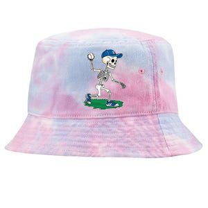 Baseball Skeleton Halloween Spooky Baseball Halloween Design Tie-Dyed Bucket Hat