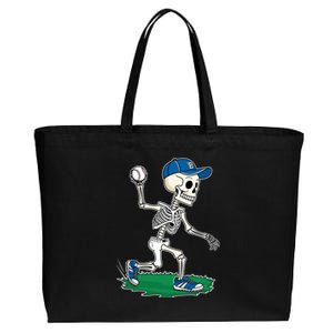 Baseball Skeleton Halloween Spooky Baseball Halloween Design Cotton Canvas Jumbo Tote