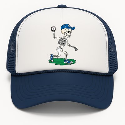 Baseball Skeleton Halloween Spooky Baseball Halloween Design Trucker Hat