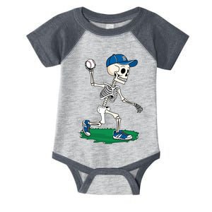 Baseball Skeleton Halloween Spooky Baseball Halloween Design Infant Baby Jersey Bodysuit