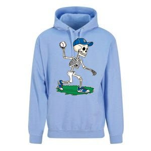 Baseball Skeleton Halloween Spooky Baseball Halloween Design Unisex Surf Hoodie