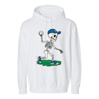 Baseball Skeleton Halloween Spooky Baseball Halloween Design Garment-Dyed Fleece Hoodie