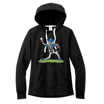 Baseball Skeleton Halloween Spooky Baseball Halloween Design Women's Fleece Hoodie