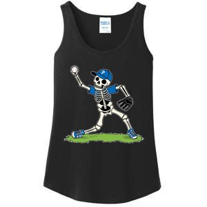 Baseball Skeleton Halloween Spooky Baseball Halloween Design Ladies Essential Tank