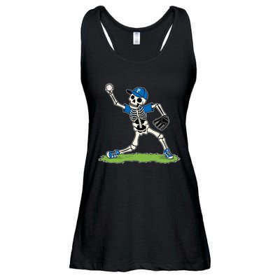 Baseball Skeleton Halloween Spooky Baseball Halloween Design Ladies Essential Flowy Tank