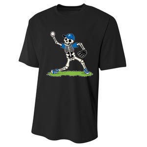 Baseball Skeleton Halloween Spooky Baseball Halloween Design Performance Sprint T-Shirt