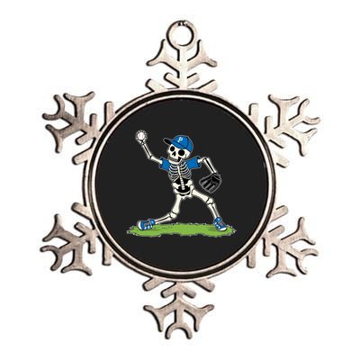 Baseball Skeleton Halloween Spooky Baseball Halloween Design Metallic Star Ornament