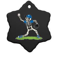 Baseball Skeleton Halloween Spooky Baseball Halloween Design Ceramic Star Ornament