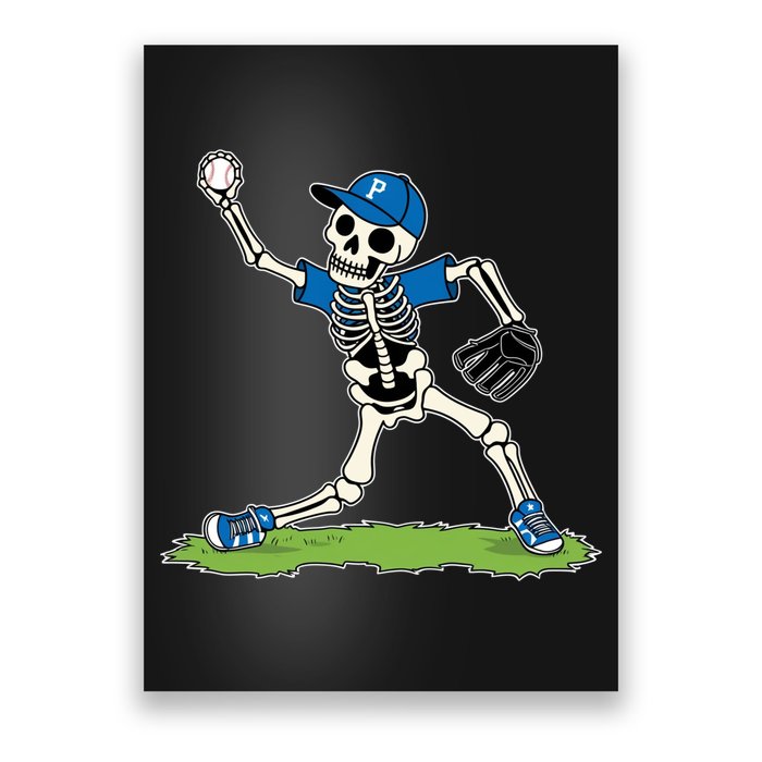 Baseball Skeleton Halloween Spooky Baseball Halloween Design Poster