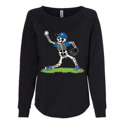 Baseball Skeleton Halloween Spooky Baseball Halloween Design Womens California Wash Sweatshirt