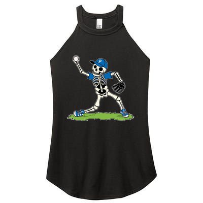 Baseball Skeleton Halloween Spooky Baseball Halloween Design Women's Perfect Tri Rocker Tank