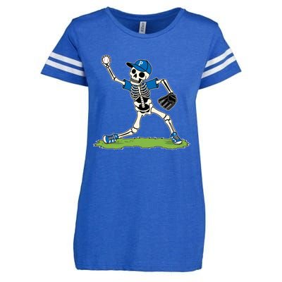 Baseball Skeleton Halloween Spooky Baseball Halloween Design Enza Ladies Jersey Football T-Shirt