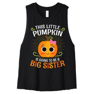 Big Sister Halloween Announcement Pumpkin Costume Women's Racerback Cropped Tank