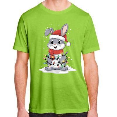 Bunny Santa Hat Christmas Tree Lights Xmas Rabbit Lover Funny Gift Adult ChromaSoft Performance T-Shirt