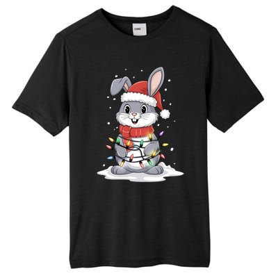 Bunny Santa Hat Christmas Tree Lights Xmas Rabbit Lover Funny Gift Tall Fusion ChromaSoft Performance T-Shirt